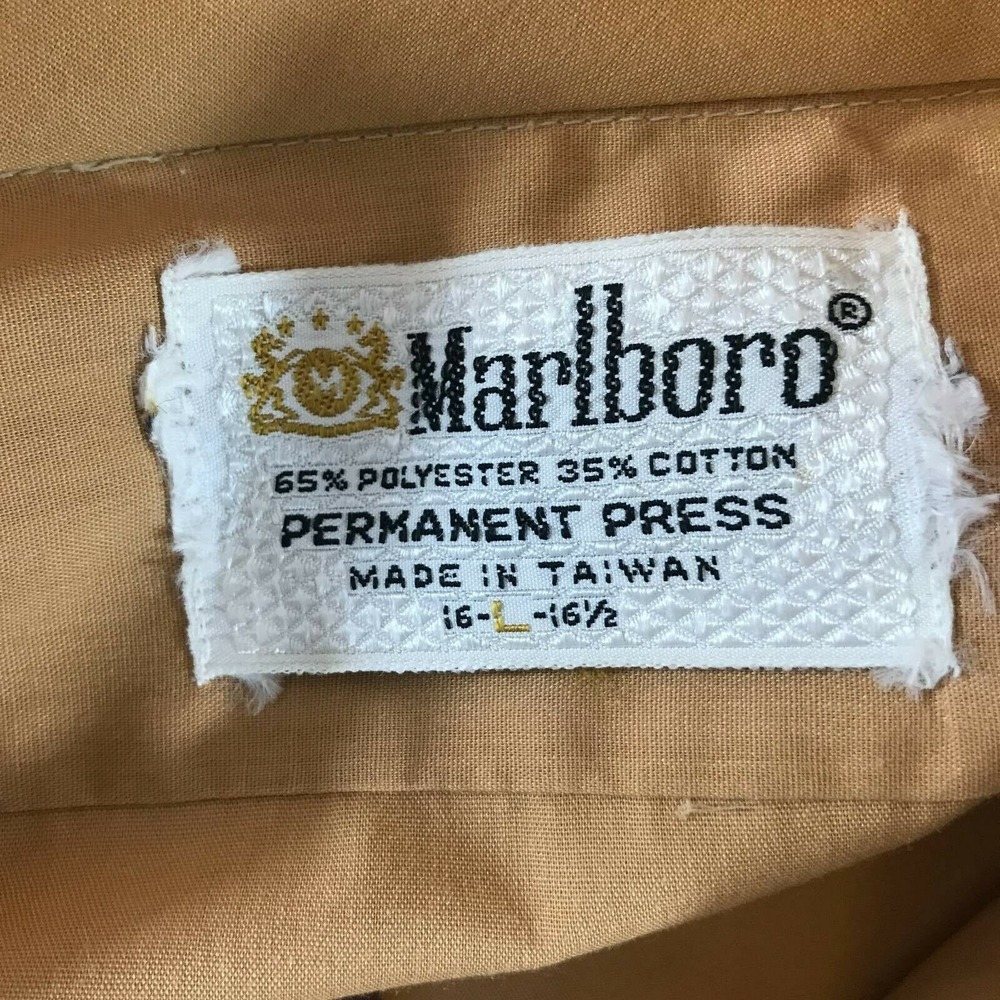 1970's Vintage Marlboro Mens Button Front Shirt Brown‎ Short Sleeve Pocket M - Picture 6 of 12